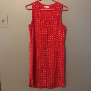 Madewell Red Floral Jumper Silk Dress